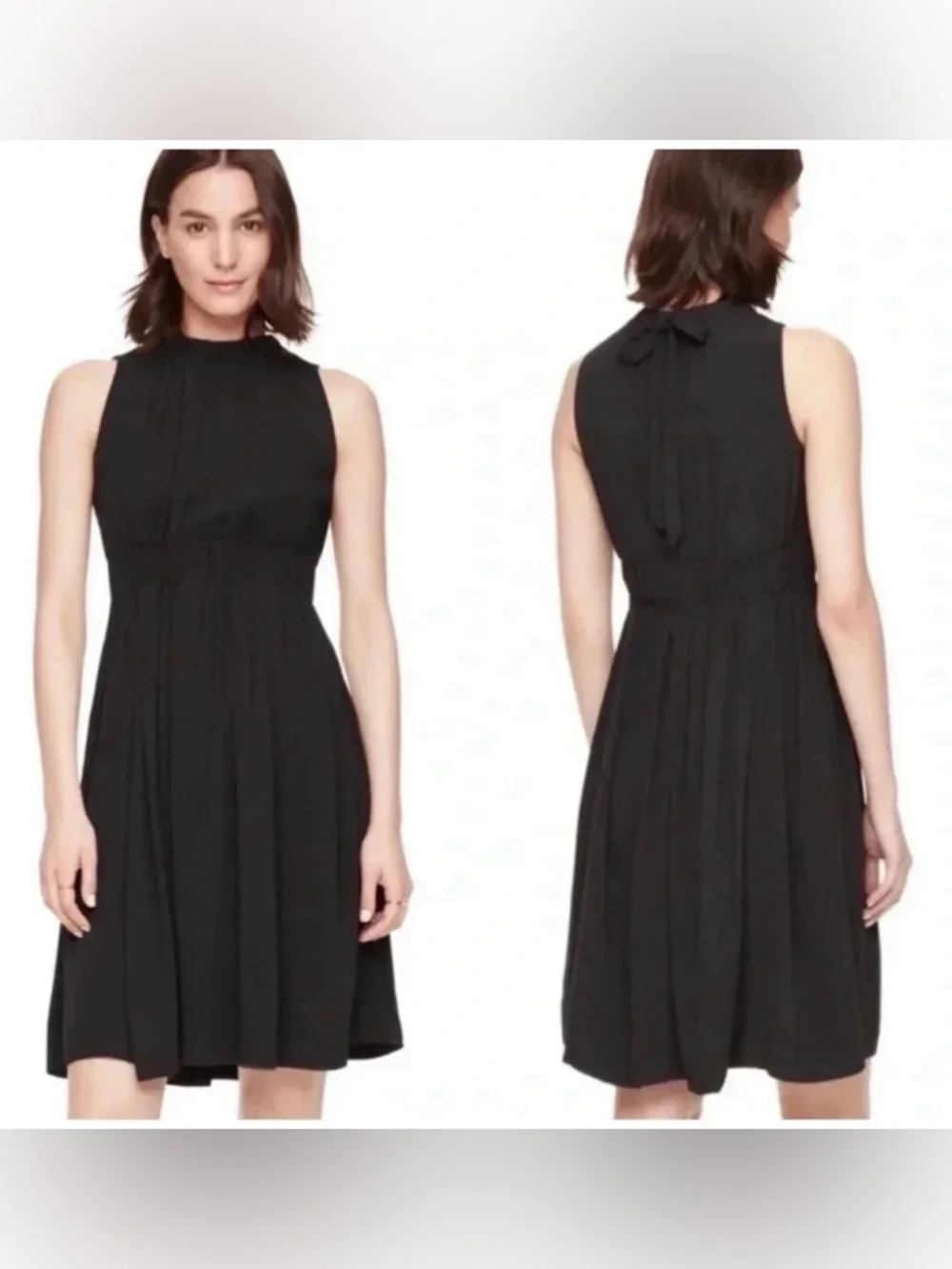 New - Kate Spade crepe tie back dress in black with side pockets - Picture 2 of 5